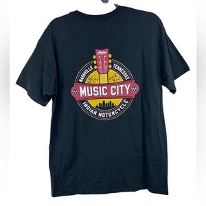 Indian Motorcycle Nashville Tennessee Music City Black Tee Adult Large